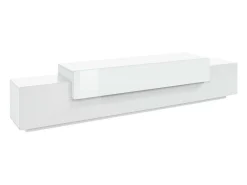 Sale Dmora Móvel de TV Dlamann, Aparador baixo da sala, Base de móvel de TV, 100% Fabricado em Itália, 240x45h52 cm, brilhante Branco