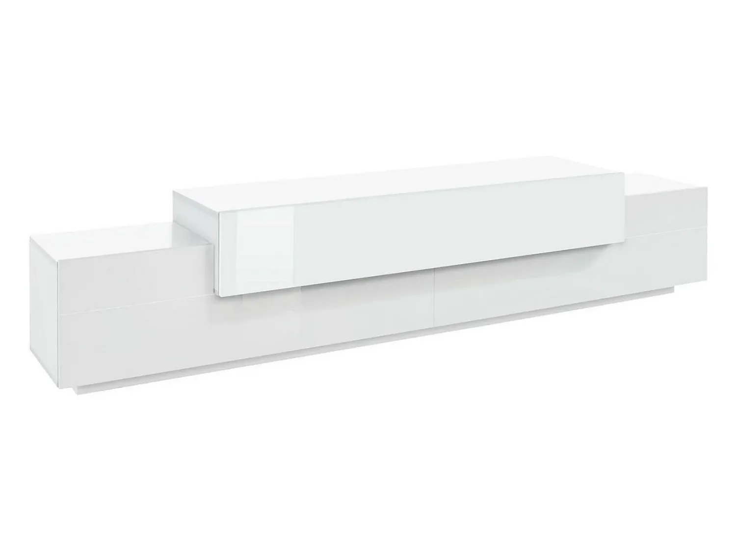 Sale Dmora Móvel de TV Dlamann, Aparador baixo da sala, Base de móvel de TV, 100% Fabricado em Itália, 240x45h52 cm, brilhante Branco