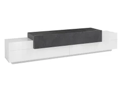 Móvel De Tv|Dmora Móvel de TV Dlamann, Aparador baixo de sala, base de móvel de TV, 100% Fabricado em Itália, 240x45h52 cm, Branco brilhante e ardósia Cinza antracite / Branco