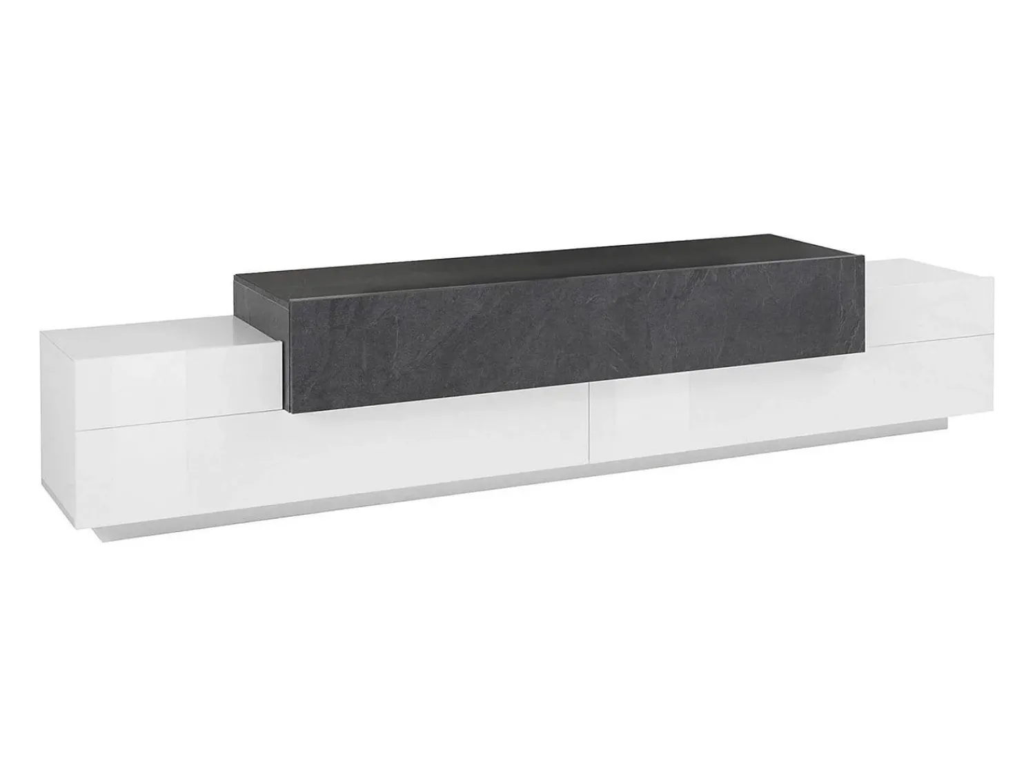 Móvel De Tv|Dmora Móvel de TV Dlamann, Aparador baixo de sala, base de móvel de TV, 100% Fabricado em Itália, 240x45h52 cm, Branco brilhante e ardósia Cinza antracite / Branco