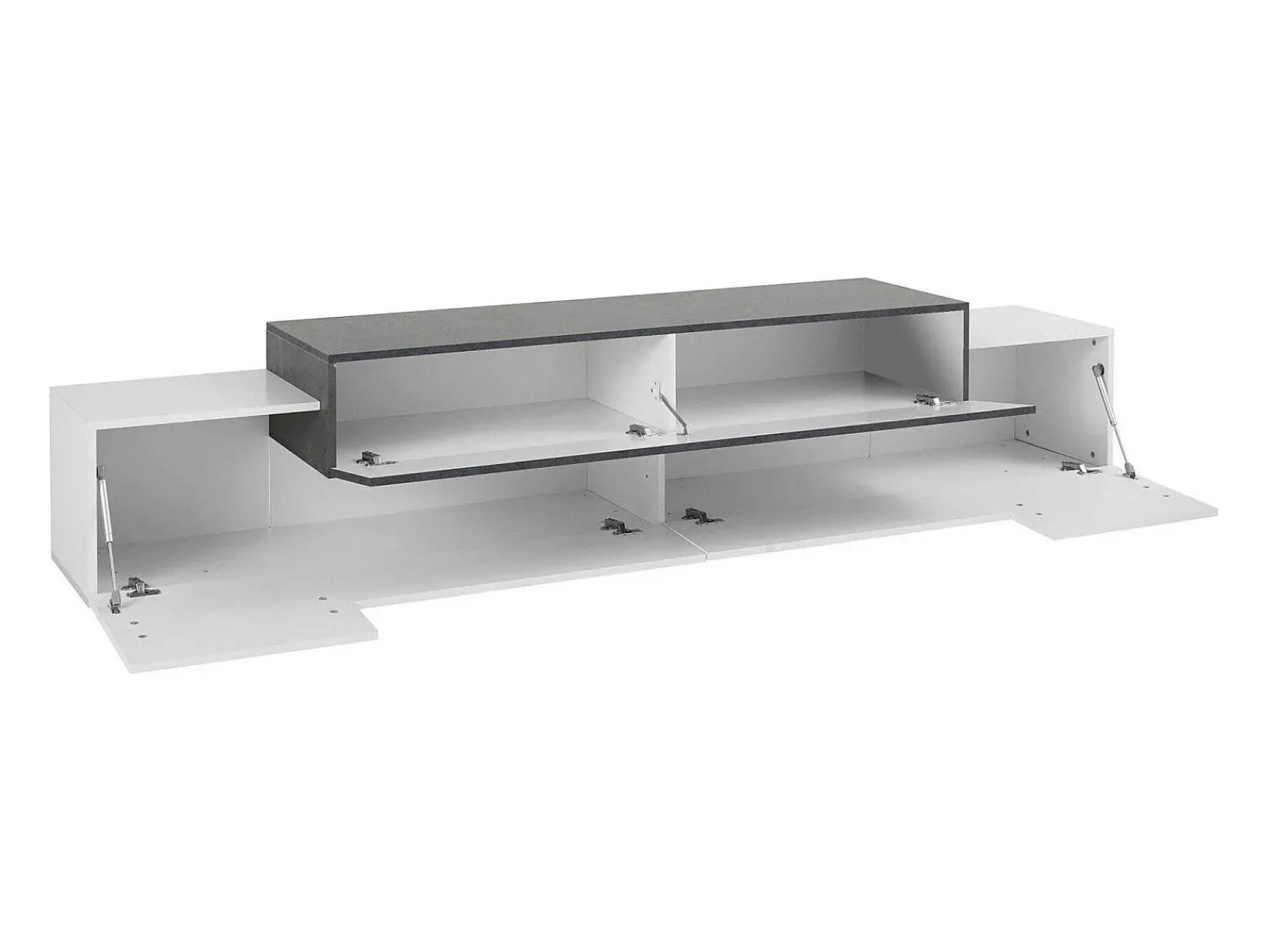 Móvel De Tv|Dmora Móvel de TV Dlamann, Aparador baixo de sala, base de móvel de TV, 100% Fabricado em Itália, 240x45h52 cm, Branco brilhante e ardósia Cinza antracite / Branco
