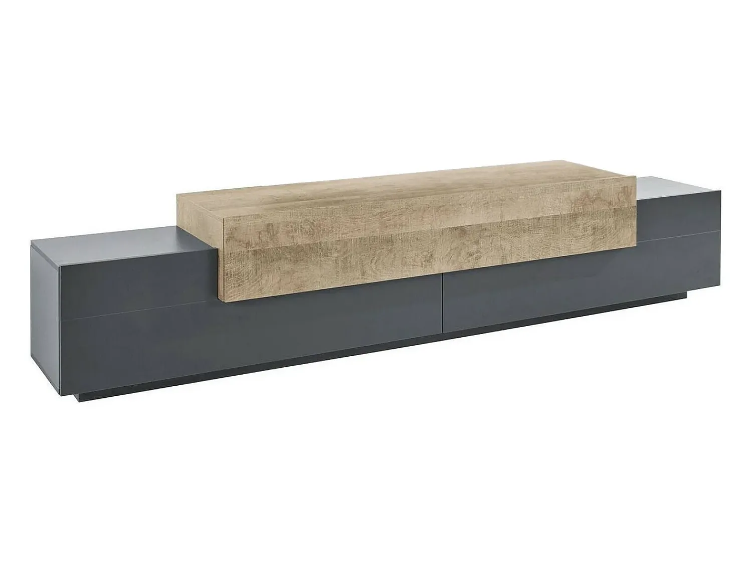 Móvel De Tv|Dmora Móvel de TV Dlamann, Aparador baixo de sala, base de móvel de TV, 100% Fabricado em Itália, 240x45h52 cm, Antracite e Bordo Cinzento / Natural claro
