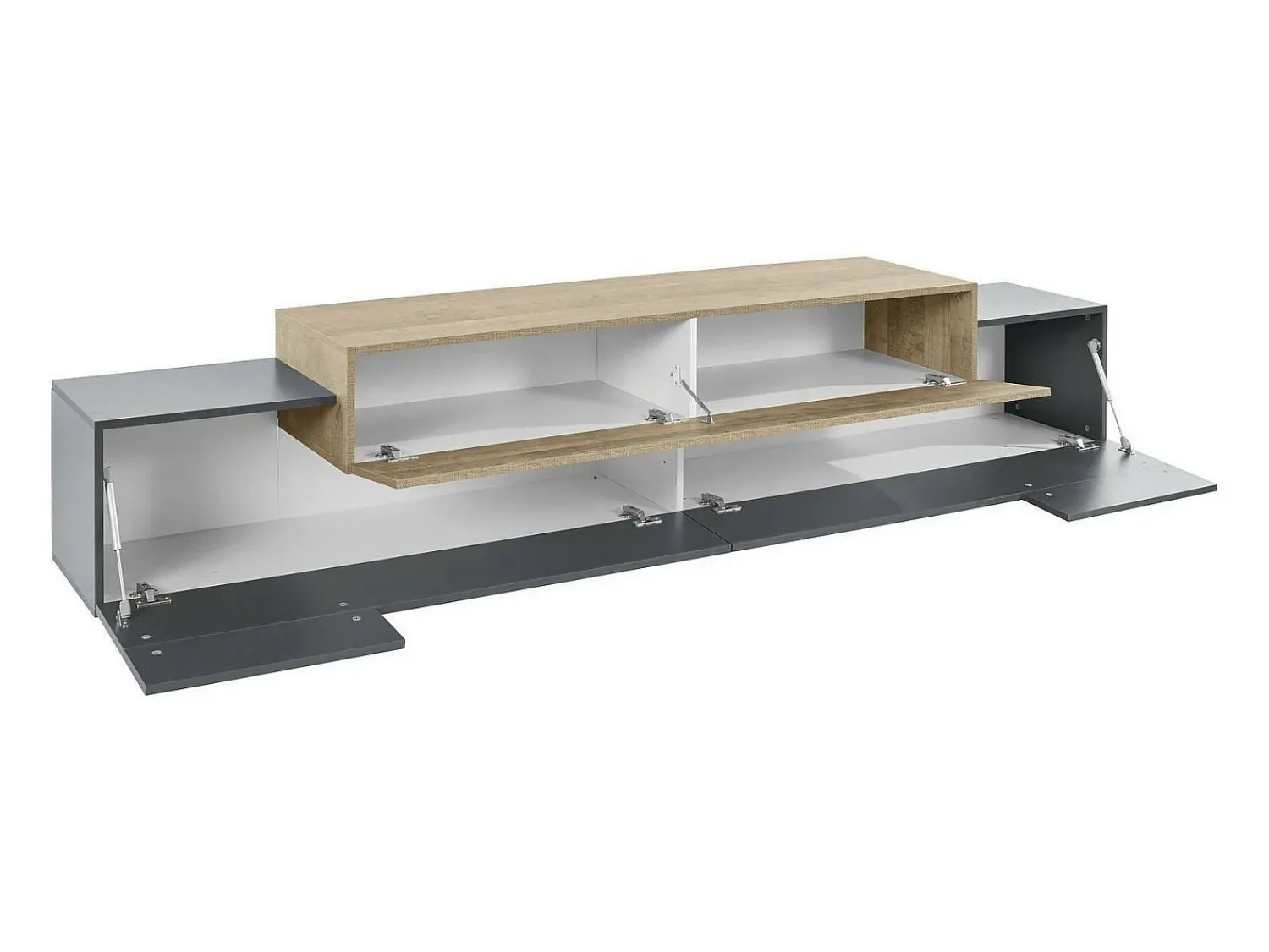 Móvel De Tv|Dmora Móvel de TV Dlamann, Aparador baixo de sala, base de móvel de TV, 100% Fabricado em Itália, 240x45h52 cm, Antracite e Bordo Cinzento / Natural claro