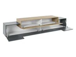 Móvel De Tv|Dmora Móvel de TV Dlamann, Aparador baixo de sala, base de móvel de TV, 100% Fabricado em Itália, 240x45h52 cm, Antracite e Bordo Cinzento / Natural claro