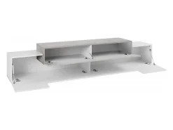 Best Dmora Móvel de TV Dlamann, Aparador baixo de sala, base de móvel de TV, 100% Fabricado em Itália, 240x45h52 cm, Branco brilhante e Bordo Castanho / Branco