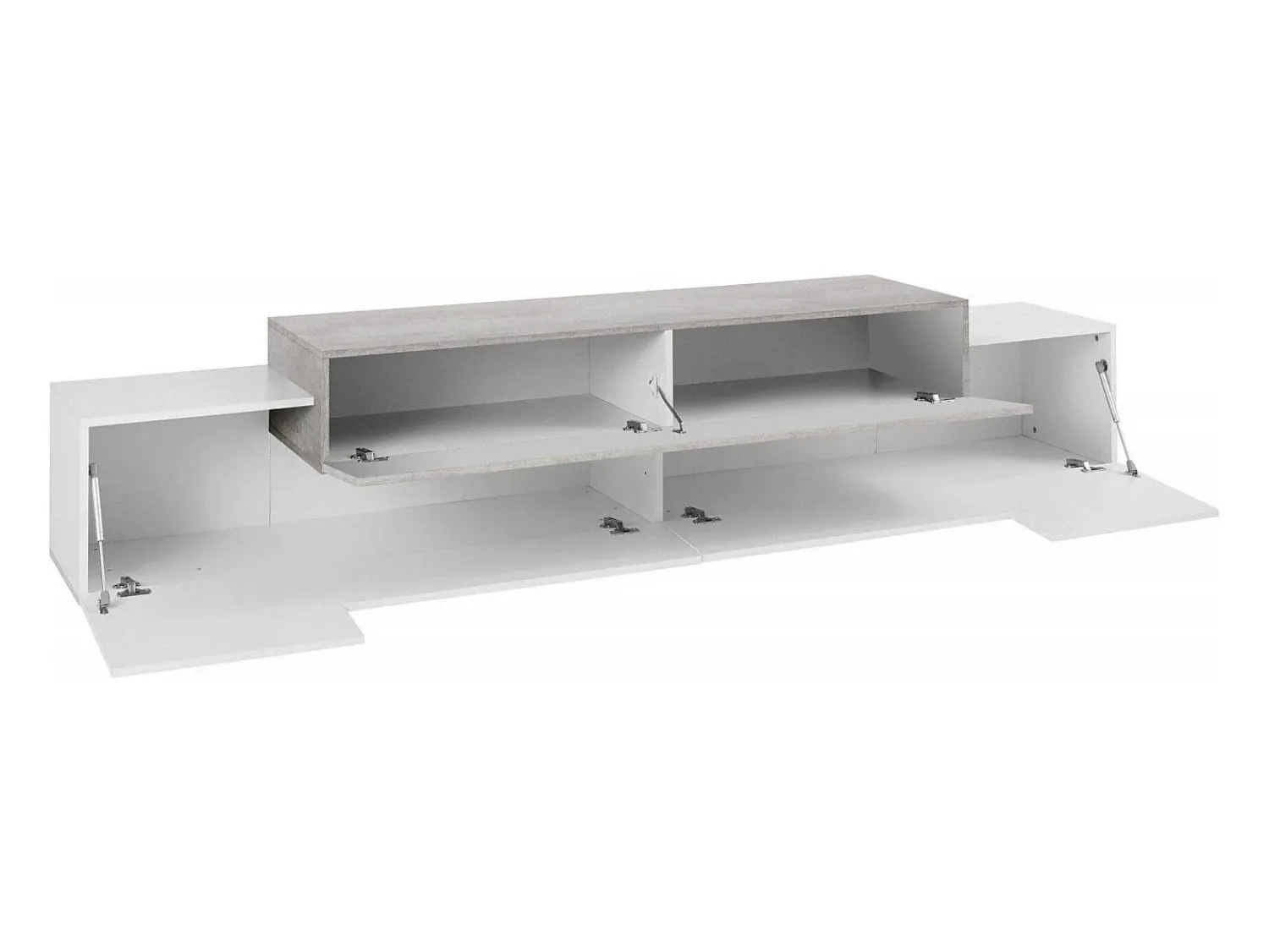 Best Dmora Móvel de TV Dlamann, Aparador baixo de sala, base de móvel de TV, 100% Fabricado em Itália, 240x45h52 cm, Branco brilhante e Bordo Castanho / Branco