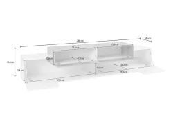 Best Dmora Móvel de TV Dlamann, Aparador baixo de sala, base de móvel de TV, 100% Fabricado em Itália, 240x45h52 cm, Branco brilhante e Bordo Castanho / Branco