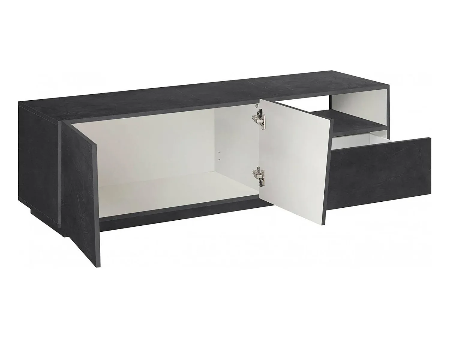 Dmora Móvel de TV Dlandon, Aparador baixo de sala com 2 portas, base de móvel de TV, 100% Fabricado em Itália, 150x43h46 cm, Ardósia^ Móvel De Tv