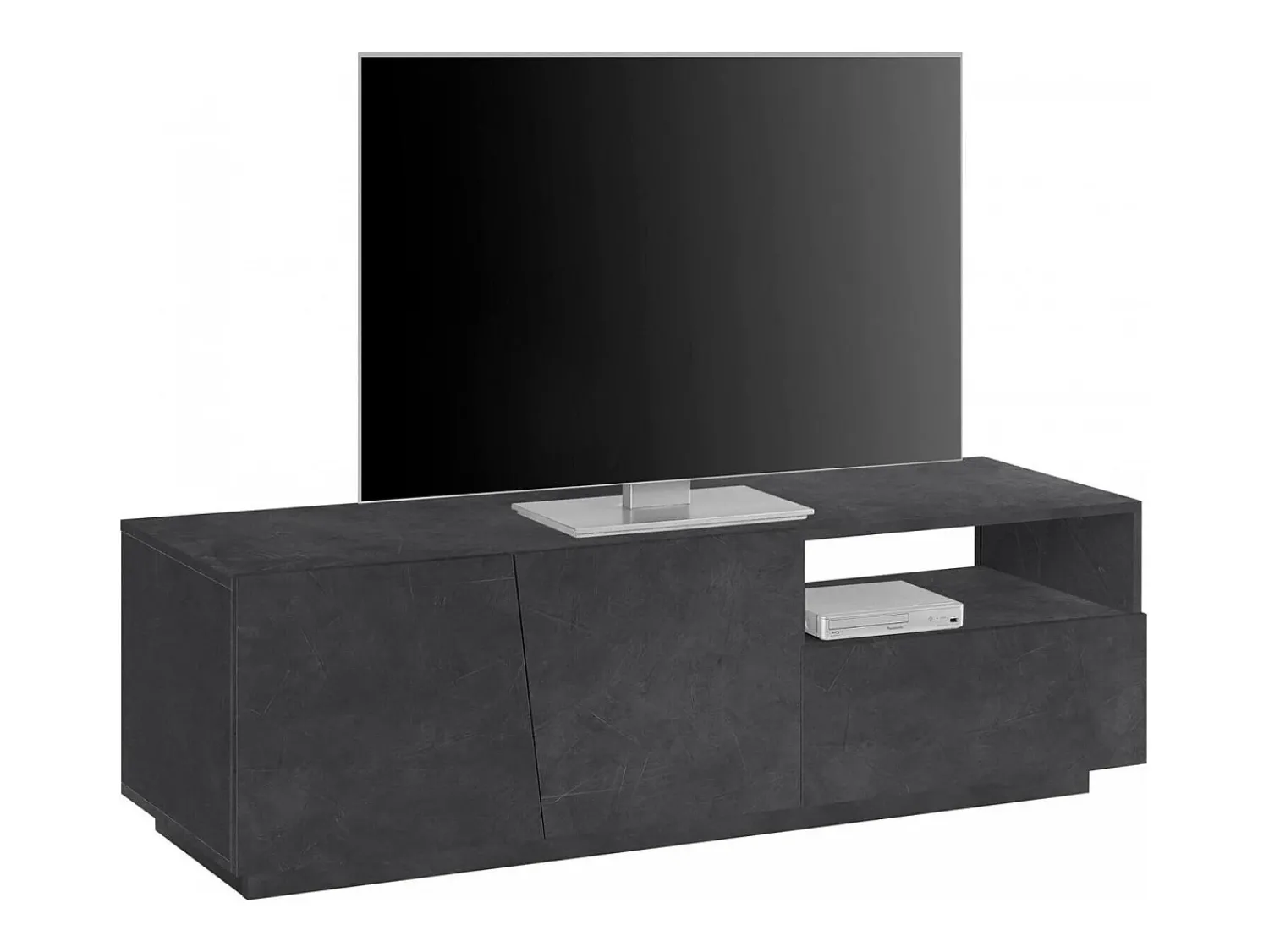 Dmora Móvel de TV Dlandon, Aparador baixo de sala com 2 portas, base de móvel de TV, 100% Fabricado em Itália, 150x43h46 cm, Ardósia^ Móvel De Tv