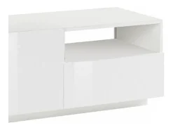 Móvel De Tv|Dmora Móvel de TV Dlandon, Aparador baixo de sala com 2 portas, base de móvel de TV, 100% Fabricado na Itália, 150x43h46 cm, brilhante Branco