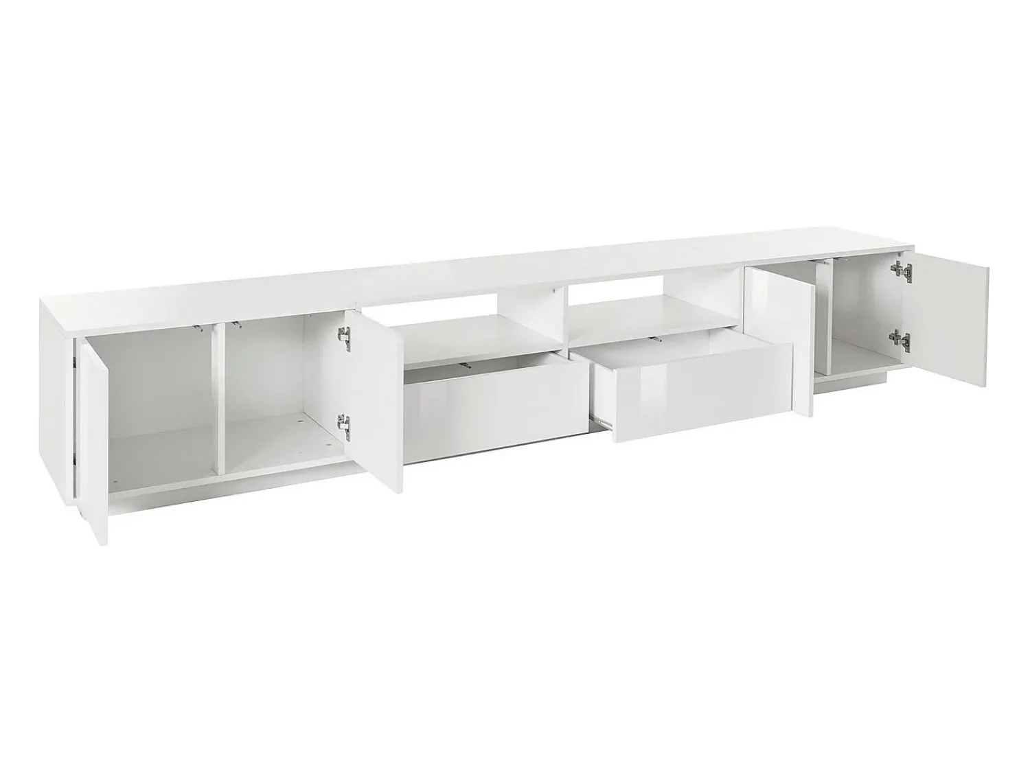 Dmora Móvel de TV Dleott, aparador baixo da sala, base de móvel de TV, 100% Fabricado na Itália, 260x41h46 cm, brilhante^ Móvel De Tv