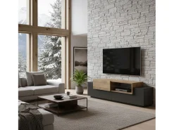 Dmora Móvel de TV Dlodrin, Aparador baixo de sala, base de móvel de TV, 100% Fabricado em Itália, 160x45h51 cm, Antracite e Bordo^ Móvel De Tv