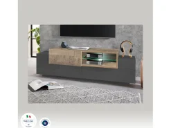Dmora Móvel de TV Dlodrin, Aparador baixo de sala, base de móvel de TV, 100% Fabricado em Itália, 160x45h51 cm, Antracite e Bordo^ Móvel De Tv