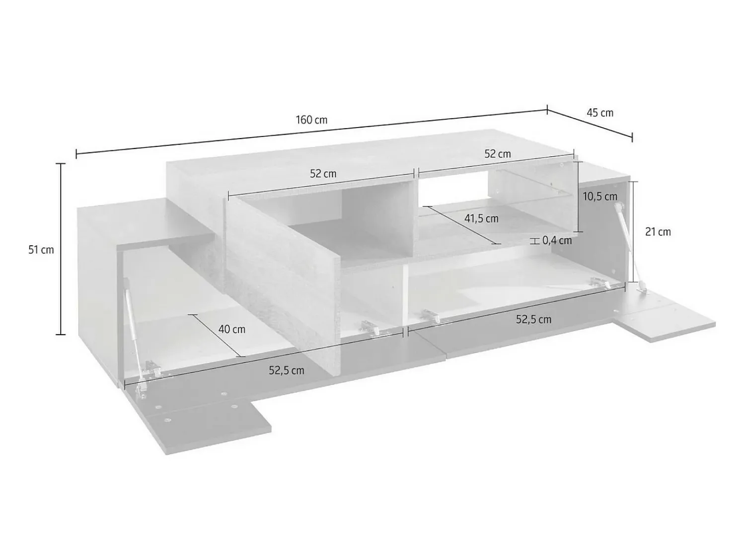 Dmora Móvel de TV Dlodrin, Aparador baixo de sala, base de móvel de TV, 100% Fabricado em Itália, 160x45h51 cm, Antracite e Bordo^ Móvel De Tv