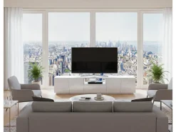 Dmora Móvel de TV Dlori, aparador baixo da sala, base de móvel de TV, 100% Fabricado na Itália, 220x43h46 cm, brilhante^ Móvel De Tv