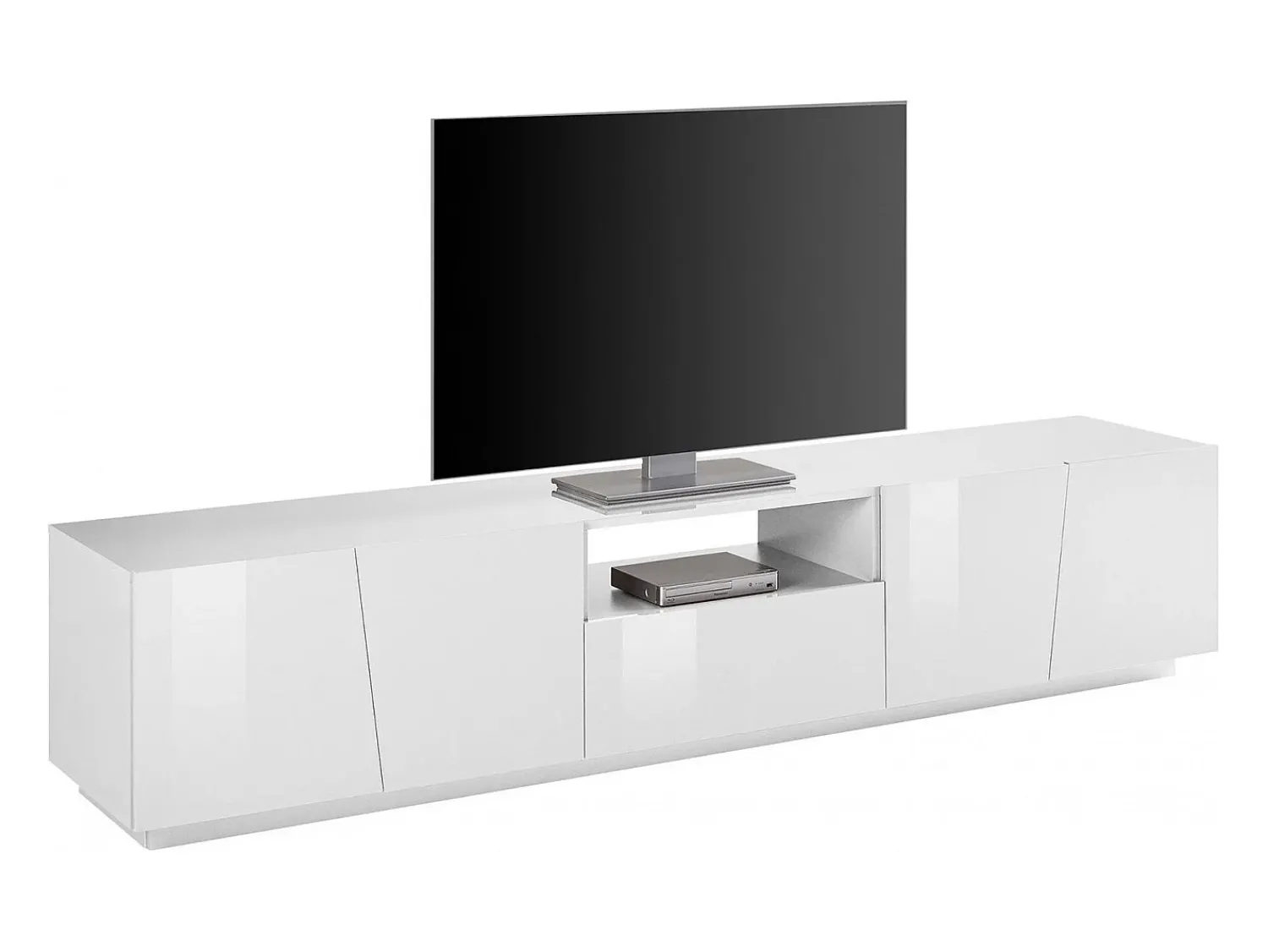 Dmora Móvel de TV Dlori, aparador baixo da sala, base de móvel de TV, 100% Fabricado na Itália, 220x43h46 cm, brilhante^ Móvel De Tv
