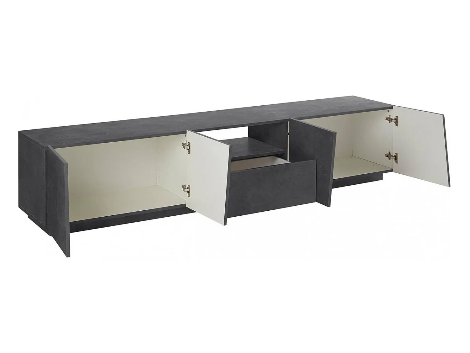 Móvel De Tv|Dmora Móvel de TV Dlori, Aparador baixo de sala, base de móvel de TV, 100% Fabricado na Itália, 220x43h46 cm, Ardósia, com luz LED Cinzento