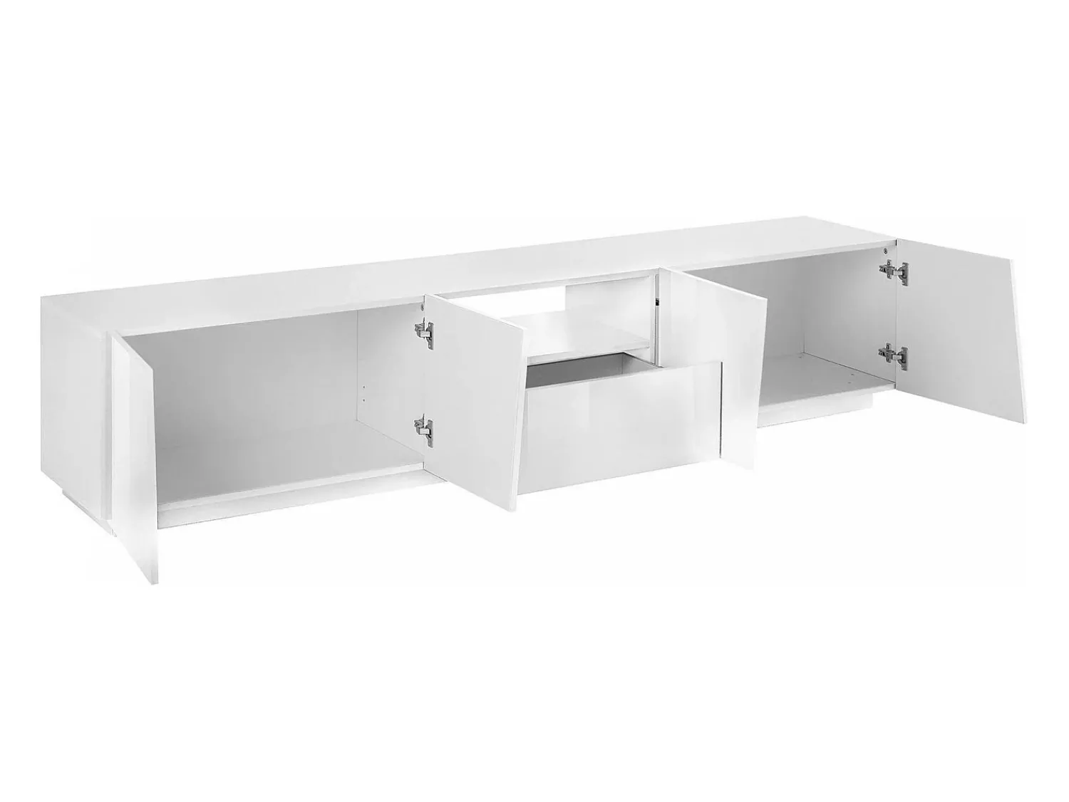 Dmora Móvel de TV Dlori, Aparador baixo de sala, base de móvel de TV, 100% Fabricado na Itália, 220x43h46 cm, brilhante, com luz LED^ Móvel De Tv