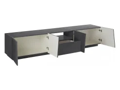 Dmora Móvel de TV Dlori, Aparador baixo da sala, Base de móvel de TV, 100% Fabricado na Itália, 220x43h46 cm, Ardósia^ Móvel De Tv