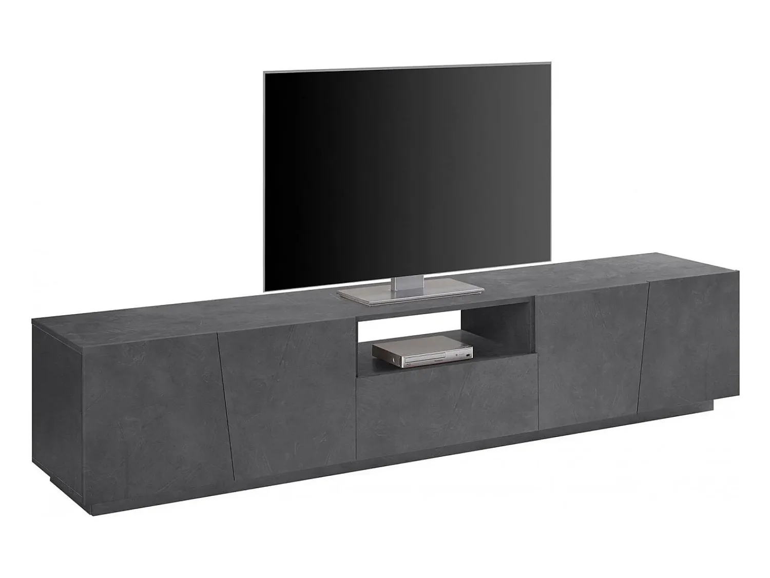 Dmora Móvel de TV Dlori, Aparador baixo da sala, Base de móvel de TV, 100% Fabricado na Itália, 220x43h46 cm, Ardósia^ Móvel De Tv