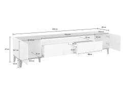 Discount Dmora Móvel de TV Dmaigna, Aparador baixo de sala com 2 portas, base de móvel de TV, 100% Fabricado na Itália, 200x40h47 cm, Ardósia e Bordo Castanho