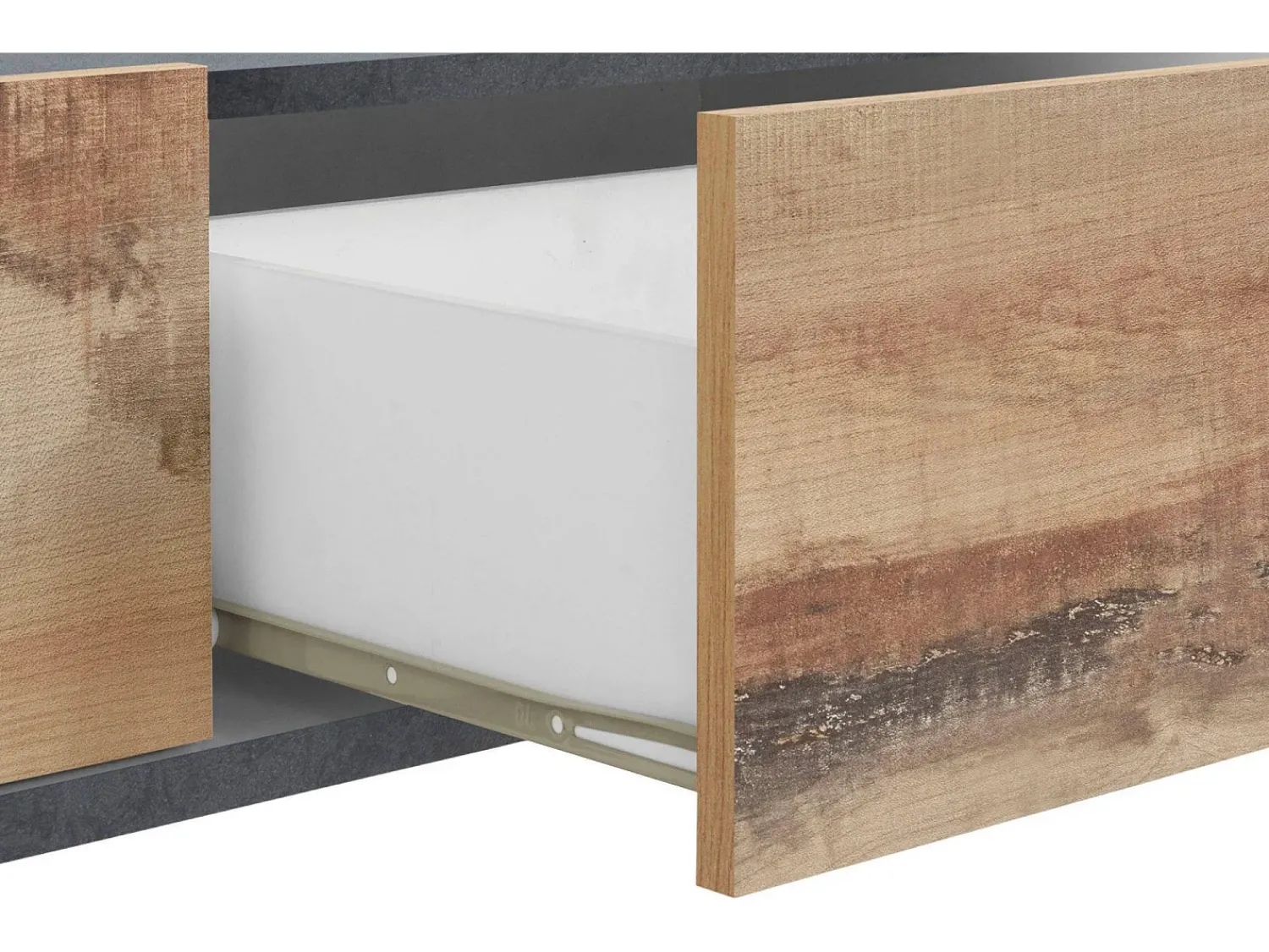 Discount Dmora Móvel de TV Dmaigna, Aparador baixo de sala com 2 portas, base de móvel de TV, 100% Fabricado na Itália, 200x40h47 cm, Ardósia e Bordo Castanho