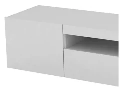 Móvel De Tv*Dmora Móvel de TV Dmangoni, Aparador baixo de sala com 2 portas, base de móvel de TV, 100% Fabricado na Itália, 150x40h37 cm, brilhante Branco