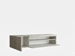 Móvel De Tv|Dmora Móvel de TV Dmangoni, Aparador baixo de sala com 2 portas, base de móvel de TV, 100% Fabricado na Itália, 150x40h37 cm, Cimento, com luz LED Cinzento