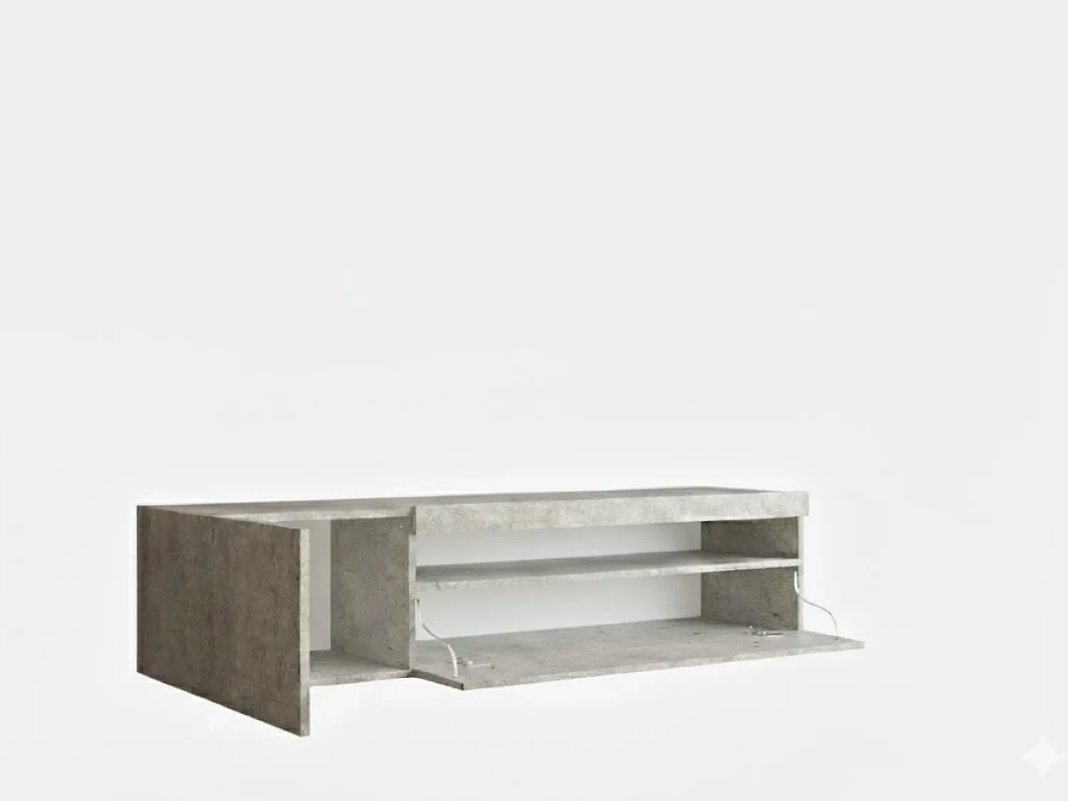 Móvel De Tv|Dmora Móvel de TV Dmangoni, Aparador baixo de sala com 2 portas, base de móvel de TV, 100% Fabricado na Itália, 150x40h37 cm, Cimento, com luz LED Cinzento