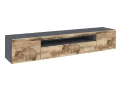 Móvel De Tv|Dmora Móvel de TV Dmarso, Aparador baixo de sala com 3 portas, base de móvel de TV, 100% Fabricado na Itália, 200x40h37 cm, Ardósia e Bordo Castanho