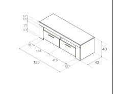 Dmora Móvel de TV Dmerl, Aparador para televisão da sala, Móvel de TV 2 portas, Aparador baixo para sala, 120x42h40 cm, e Cimento^ Móvel De Tv