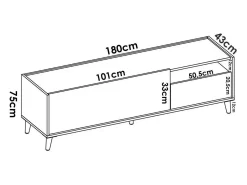 Sale Dmora Móvel de TV Dmill, Aparador baixo da sala, Aparador da sala para televisão, 155x43h47 cm, Carvalho e Branco Castanho