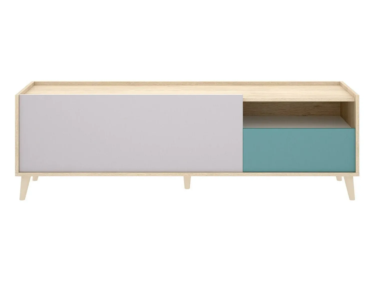 Sale Dmora Móvel de TV Dmill, Aparador baixo da sala, Aparador da sala para televisão, 155x43h47 cm, Carvalho e Branco Castanho