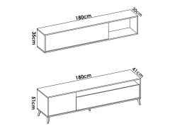 Móvel De Tv|Dmora Móvel de TV Dmillic, Móvel de sala de TV, Móvel de sala multiusos, 180x41h180 cm, Antracite e Knot Oak Preto