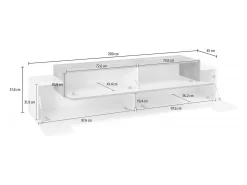 Clearance Dmora Móvel de TV Dmirand, Aparador baixo de sala, base de móvel de TV, 100% Fabricado na Itália, 200x45h52 cm, Branco brilhante e ardósia Cinzento / Branco