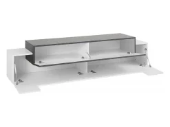 Clearance Dmora Móvel de TV Dmirand, Aparador baixo de sala, base de móvel de TV, 100% Fabricado na Itália, 200x45h52 cm, Branco brilhante e ardósia Cinzento / Branco