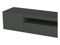 Best Dmora Móvel de TV Dmontu, Aparador baixo de sala, base de móvel de TV, 100% Fabricado em Itália, 150x40h37 cm, Antracite brilhante, com luz LED Cinza antracite