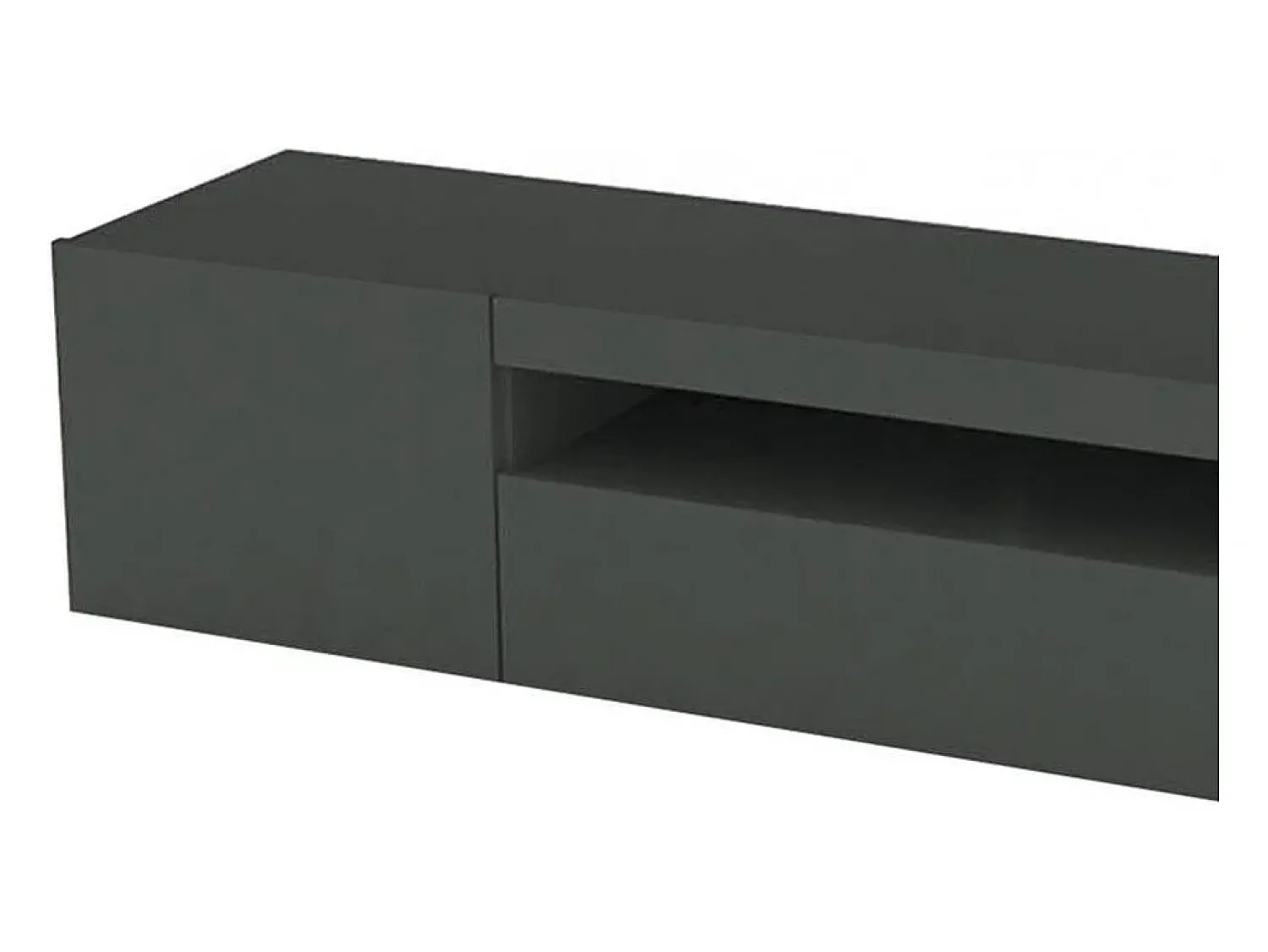 Best Dmora Móvel de TV Dmontu, Aparador baixo de sala, base de móvel de TV, 100% Fabricado em Itália, 150x40h37 cm, Antracite brilhante, com luz LED Cinza antracite