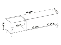 Best Dmora Móvel de TV Dpandu, Aparador baixo da sala, Aparador da sala para televisão, 164x39h49 cm, Carvalho atado e antracite Castanho