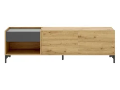 Best Dmora Móvel de TV Dpandu, Aparador baixo da sala, Aparador da sala para televisão, 164x39h49 cm, Carvalho atado e antracite Castanho