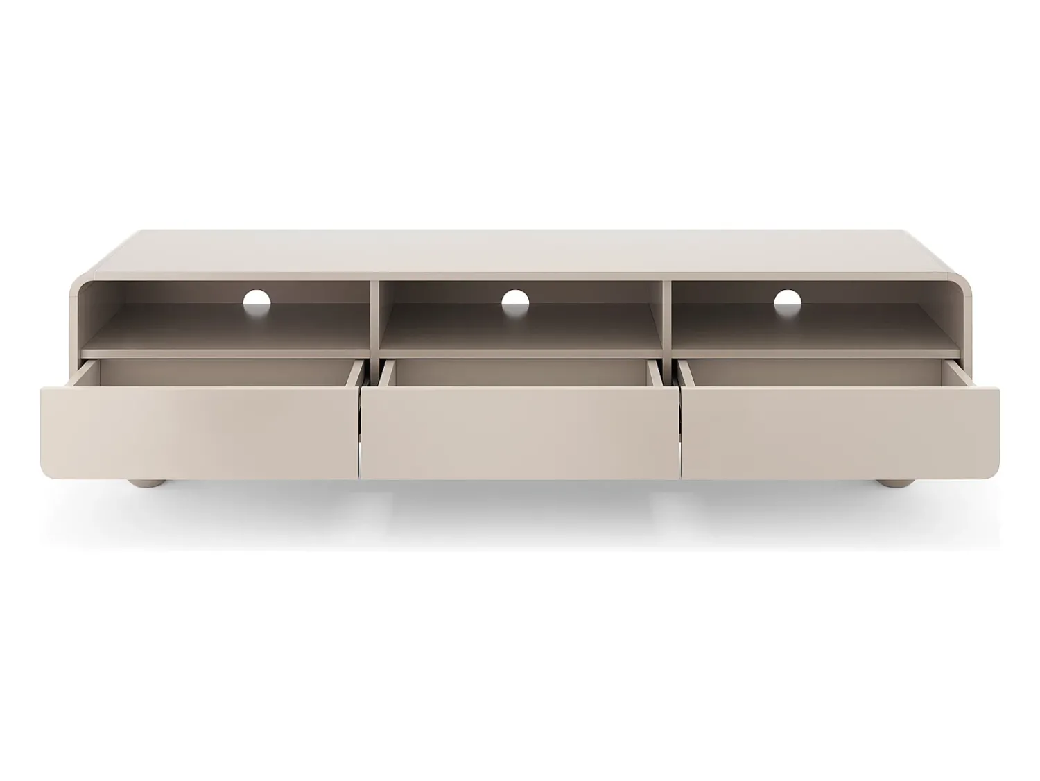 Móvel De Tv* Móvel de TV em caxemira com prateleiras e portas – Design moderno, pernas em forma de bola, 180 x 44 x 39 cm Bege