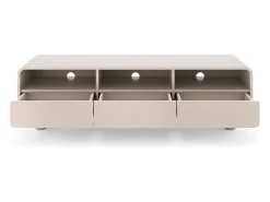 Best Móvel de TV em caxemira com prateleiras e portas – Design moderno, pernas em forma de bola, 160 x 44 x 39 cm Bege