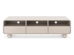Best Móvel de TV em caxemira com prateleiras e portas – Design moderno, pernas em forma de bola, 160 x 44 x 39 cm Bege