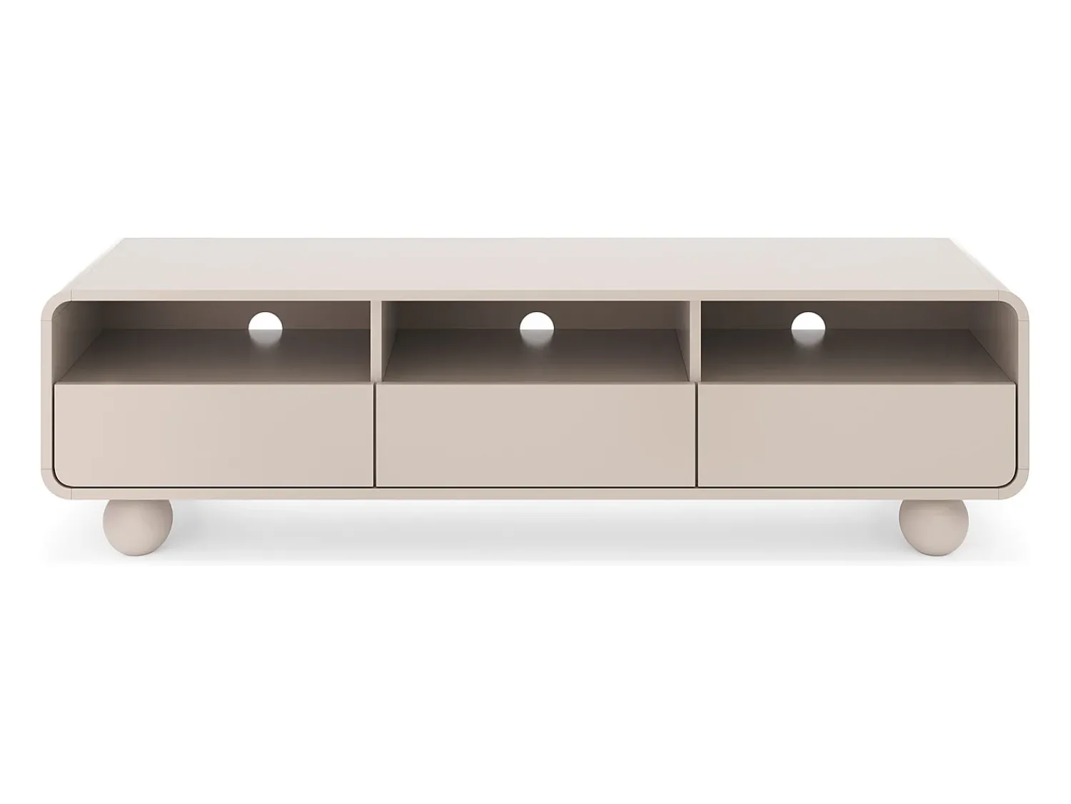 Best Móvel de TV em caxemira com prateleiras e portas – Design moderno, pernas em forma de bola, 160 x 44 x 39 cm Bege