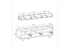 Best Móvel de TV em caxemira com prateleiras e portas – Design moderno, pernas em forma de bola, 160 x 44 x 39 cm Bege