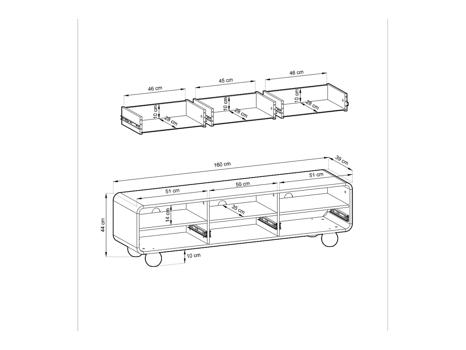 Best Móvel de TV em caxemira com prateleiras e portas – Design moderno, pernas em forma de bola, 160 x 44 x 39 cm Bege