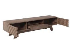 Móvel De Tv| Móvel de TV em madeira, com uma gaveta e duas portas, aparador baixo para sala de estar, 150 x 35 x 44 cm Natural escuro