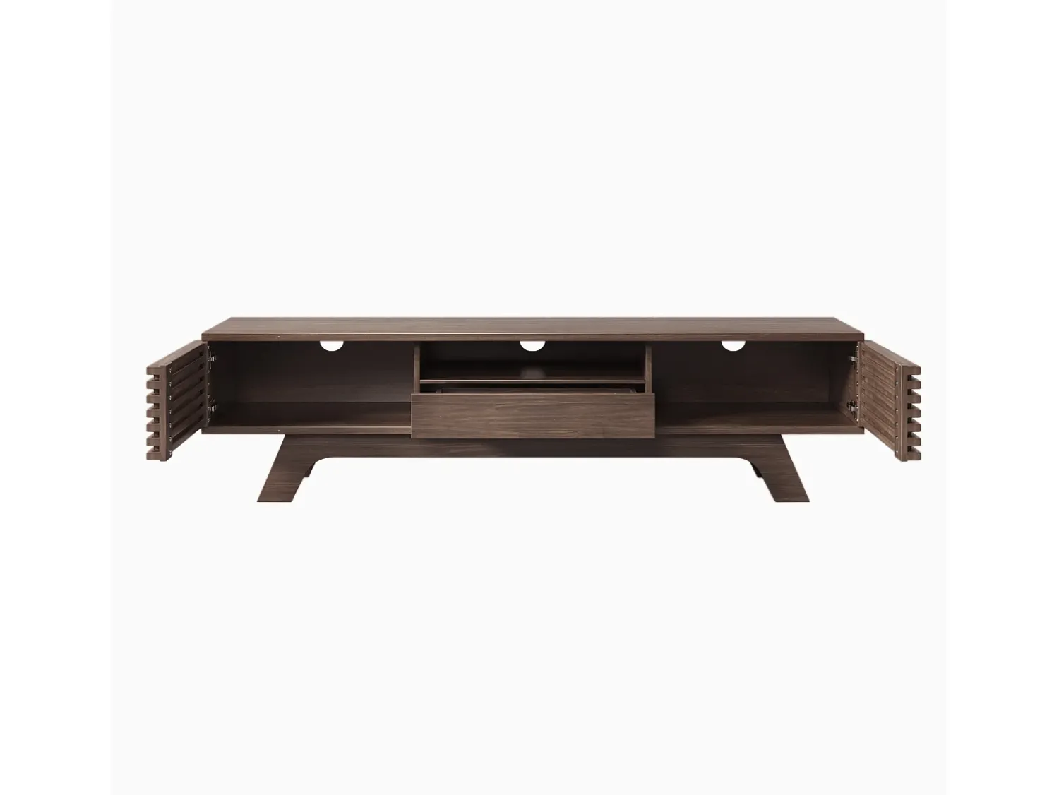 Móvel De Tv| Móvel de TV em madeira, com uma gaveta e duas portas, aparador baixo para sala de estar, 150 x 35 x 44 cm Natural escuro