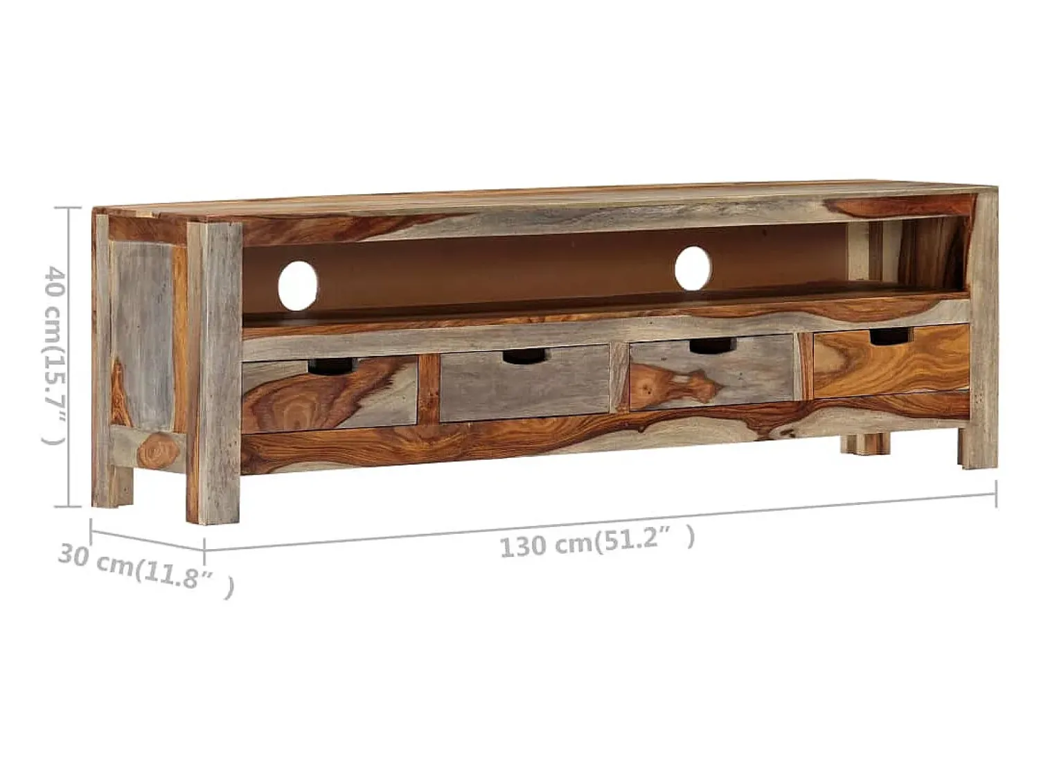 Móvel De Tv*vidaxl Móvel de TV em madeira de acácia maciça 130x30x40 cm Castanho