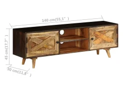 Móvel De Tv*vidaxl Móvel de TV em madeira de mangueira maciça 140x30x45 cm Natural claro